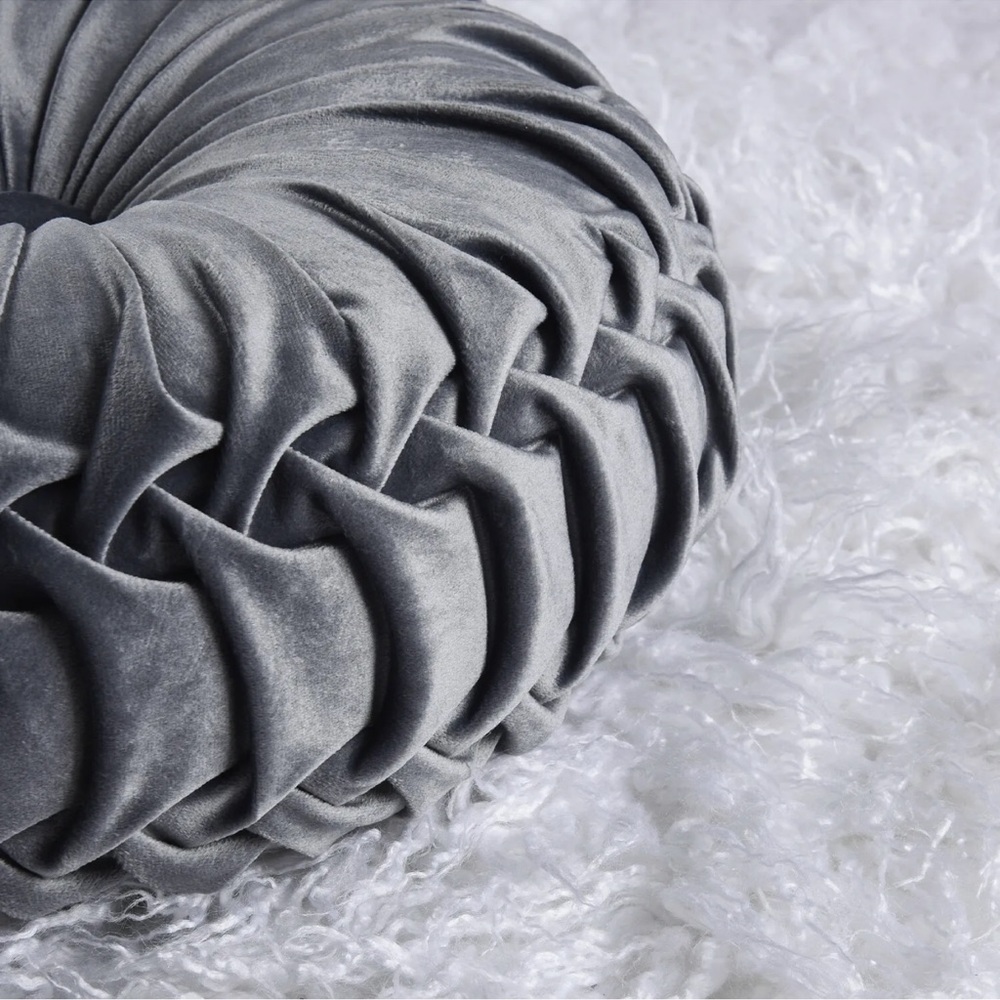 NEW Pleated Round VELVET Throw Pillow Chair Sofa Living Room Home Decor U CHOOSE - Picture 13 of 15